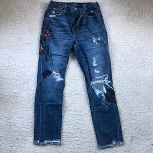 Abercrombie embroidered, distressed jeans